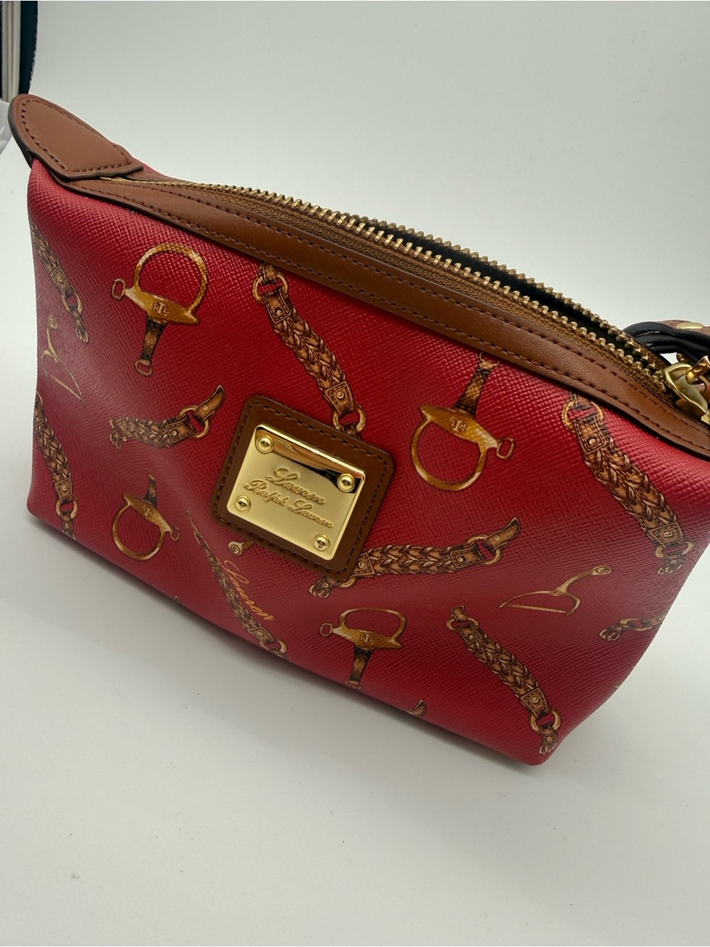Vintage Lauren Ralph Lauren Red Equestrian Wristlet Y2K Equestrian print